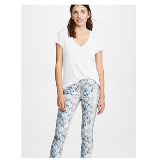 7 For All Mankind NEW Indigo Snakeskin Python Stretch Skinny Jeans NWT SZ 31 - Picture 5 of 11